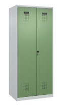 C+P Schwarz-Weiß-Spind Evolo PLUS 049002-22 bodenstehend 2 Abt.400mm Drehriegel (HxBxT) 1850x800x500mm 7035/6011