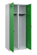 C+P Schwarz-Weiß-Spind Evolo PLUS 049002-22 bodenstehend 2 Abt.400mm Drehriegel (HxBxT) 1850x800x500mm 7035/6011