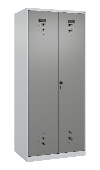 C+P Schwarz-Weiß-Spind Evolo PLUS 049002-22 bodenstehend 2 Abt.400mm Drehriegel (HxBxT) 1850x800x500mm 7035/6011