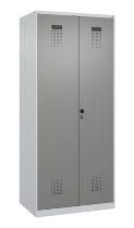 C+P Schwarz-Weiß-Spind Evolo PLUS 049002-22 bodenstehend 2 Abt.400mm Drehriegel (HxBxT) 1850x800x500mm 7035/6011