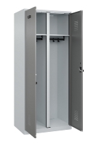C+P Schwarz-Weiß-Spind Evolo PLUS 049002-22 bodenstehend 2 Abt.400mm Drehriegel (HxBxT) 1850x800x500mm 7035/6011