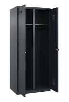 C+P Schwarz-Weiß-Spind Evolo PLUS 049002-22 bodenstehend 2 Abt.400mm Drehriegel (HxBxT) 1850x800x500mm 7035/6011