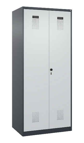 C+P Schwarz-Weiß-Spind Evolo PLUS 049002-22 bodenstehend 2 Abt.400mm Drehriegel (HxBxT) 1850x800x500mm 7035/6011