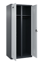 C+P Schwarz-Weiß-Spind Evolo PLUS 049002-22 bodenstehend 2 Abt.400mm Drehriegel (HxBxT) 1850x800x500mm 7035/6011