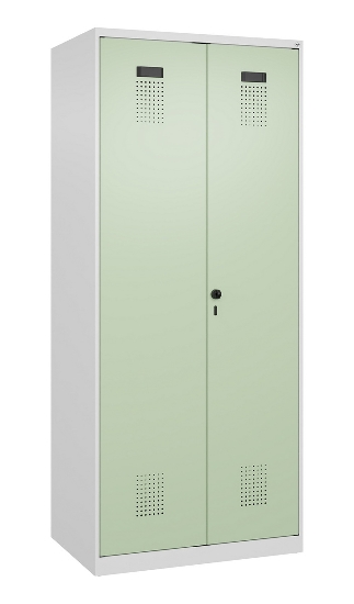 C+P Schwarz-Weiß-Spind Evolo PLUS 049002-22 bodenstehend 2 Abt.400mm Drehriegel (HxBxT) 1850x800x500mm 7035/6011