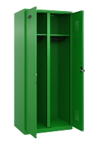 C+P Schwarz-Weiß-Spind Evolo PLUS 049012-20 mit Füßen 2 Abt.300mm Zylinder (HxBxT) 1850x600x500mm 0010/0010