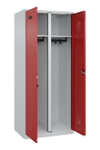 C+P Schwarz-Weiß-Spind Evolo PLUS 049002-22 bodenstehend 2 Abt.400mm Drehriegel (HxBxT) 1850x800x500mm 7035/6011