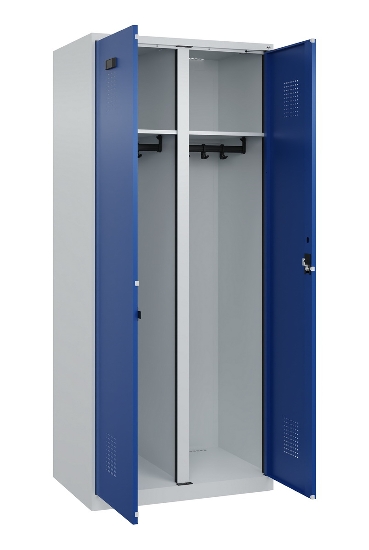 C+P Schwarz-Weiß-Spind Evolo PLUS 049002-22 bodenstehend 2 Abt.400mm Drehriegel (HxBxT) 1850x800x500mm 7035/6011