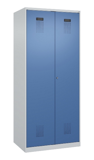 C+P Schwarz-Weiß-Spind Evolo PLUS 049002-22 bodenstehend 2 Abt.400mm Drehriegel (HxBxT) 1850x800x500mm 7035/6011