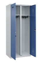C+P Schwarz-Weiß-Spind Evolo PLUS 049002-22 bodenstehend 2 Abt.400mm Drehriegel (HxBxT) 1850x800x500mm 7035/6011