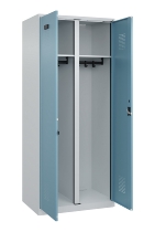 C+P Schwarz-Weiß-Spind Evolo PLUS 049002-22 bodenstehend 2 Abt.400mm Drehriegel (HxBxT) 1850x800x500mm 7035/6011