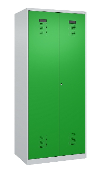 C+P Schwarz-Weiß-Spind Evolo PLUS 049002-22 bodenstehend 2 Abt.400mm Drehriegel (HxBxT) 1850x800x500mm 7035/6011