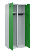 C+P Schwarz-Weiß-Spind Evolo PLUS 049002-22 bodenstehend 2 Abt.400mm Drehriegel (HxBxT) 1850x800x500mm 7035/6011