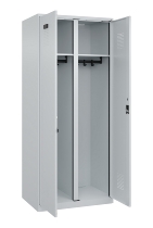 C+P Schwarz-Weiß-Spind Evolo PLUS 049002-22 bodenstehend 2 Abt.400mm Drehriegel (HxBxT) 1850x800x500mm 7035/6011
