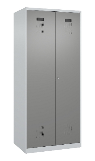 C+P Schwarz-Weiß-Spind Evolo PLUS 049002-22 bodenstehend 2 Abt.400mm Drehriegel (HxBxT) 1850x800x500mm 7035/6011