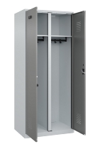 C+P Schwarz-Weiß-Spind Evolo PLUS 049002-22 bodenstehend 2 Abt.400mm Drehriegel (HxBxT) 1850x800x500mm 7035/6011