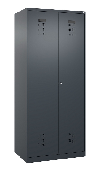 C+P Schwarz-Weiß-Spind Evolo PLUS 049002-22 bodenstehend 2 Abt.400mm Drehriegel (HxBxT) 1850x800x500mm 7035/6011