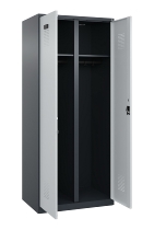 C+P Schwarz-Weiß-Spind Evolo PLUS 049002-22 bodenstehend 2 Abt.400mm Drehriegel (HxBxT) 1850x800x500mm 7035/6011