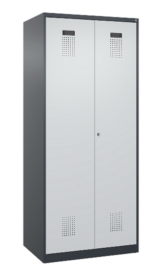 C+P Schwarz-Weiß-Spind Evolo PLUS 049002-22 bodenstehend 2 Abt.400mm Drehriegel (HxBxT) 1850x800x500mm 7035/6011