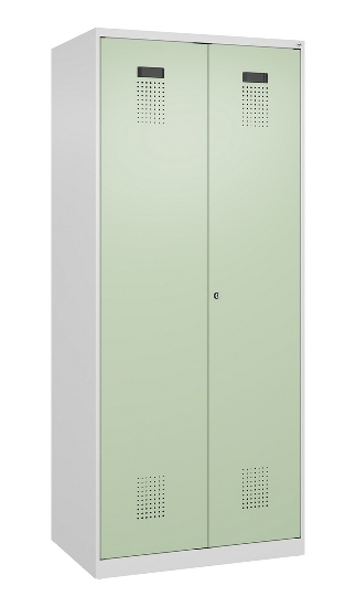 C+P Schwarz-Weiß-Spind Evolo PLUS 049002-22 bodenstehend 2 Abt.400mm Drehriegel (HxBxT) 1850x800x500mm 7035/6011