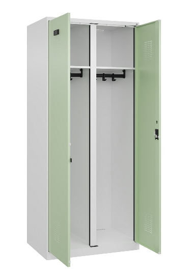 C+P Schwarz-Weiß-Spind Evolo PLUS 049002-22 bodenstehend 2 Abt.400mm Drehriegel (HxBxT) 1850x800x500mm 7035/6011