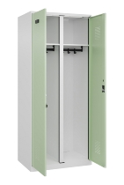 C+P Schwarz-Weiß-Spind Evolo PLUS 049002-22 bodenstehend 2 Abt.400mm Drehriegel (HxBxT) 1850x800x500mm 7035/6011