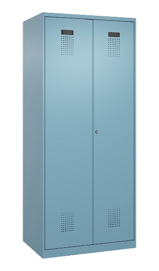 C+P Schwarz-Weiß-Spind Evolo PLUS 049012-20 mit Füßen 2 Abt.300mm Zylinder (HxBxT) 1850x600x500mm 0010/0010