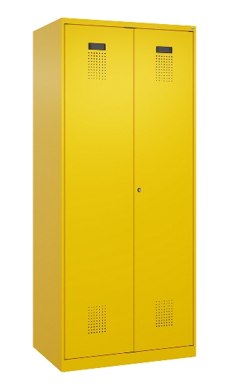C+P Schwarz-Weiß-Spind Evolo PLUS 049012-20 mit Füßen 2 Abt.300mm Zylinder (HxBxT) 1850x600x500mm 0010/0010