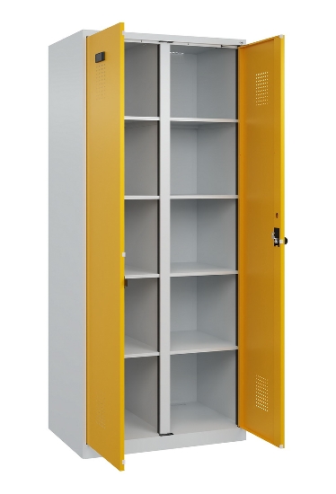 C+P Wäsche-Spind Evolo PLUS 049012-22B mit Füßen 2 Abt.je 400mm Zylinder (HxBxT) 1950x800x500mm 7035/3000