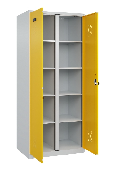 C+P Wäsche-Spind Evolo PLUS 049012-22B mit Füßen 2 Abt.je 400mm Zylinder (HxBxT) 1950x800x500mm 7035/3000