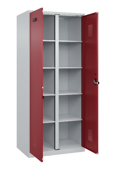 C+P Wäsche-Spind Evolo PLUS 049012-22B mit Füßen 2 Abt.je 400mm Zylinder (HxBxT) 1950x800x500mm 7035/3000