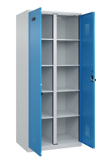 C+P Wäsche-Spind Evolo PLUS 049012-22B mit Füßen 2 Abt.je 400mm Zylinder (HxBxT) 1950x800x500mm 7035/3000