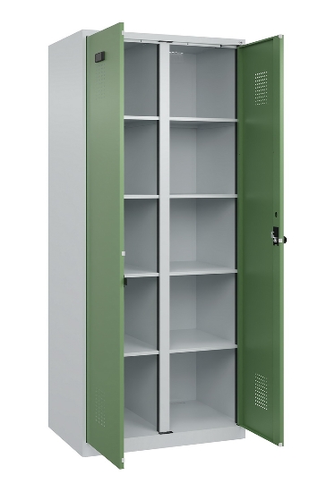 C+P Wäsche-Spind Evolo PLUS 049012-22B mit Füßen 2 Abt.je 400mm Zylinder (HxBxT) 1950x800x500mm 7035/3000