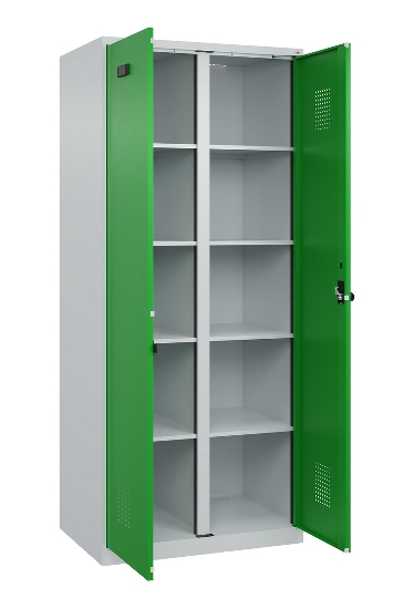 C+P Wäsche-Spind Evolo PLUS 049012-22B mit Füßen 2 Abt.je 400mm Zylinder (HxBxT) 1950x800x500mm 7035/3000