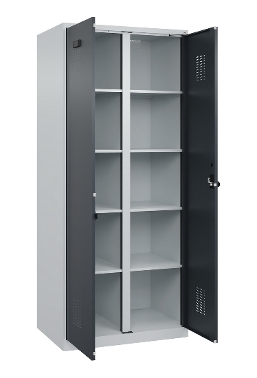 C+P Wäsche-Spind Evolo PLUS 049012-22B mit Füßen 2 Abt.je 400mm Zylinder (HxBxT) 1950x800x500mm 7035/3000