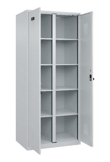 C+P Wäsche-Spind Evolo PLUS 049012-22B mit Füßen 2 Abt.je 400mm Zylinder (HxBxT) 1950x800x500mm 7035/3000