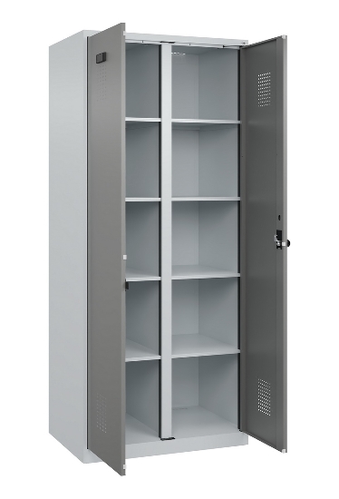 C+P Wäsche-Spind Evolo PLUS 049012-22B mit Füßen 2 Abt.je 400mm Zylinder (HxBxT) 1950x800x500mm 7035/3000