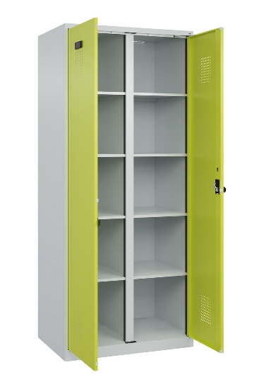 C+P Wäsche-Spind Evolo PLUS 049012-22B mit Füßen 2 Abt.je 400mm Zylinder (HxBxT) 1950x800x500mm 7035/3000