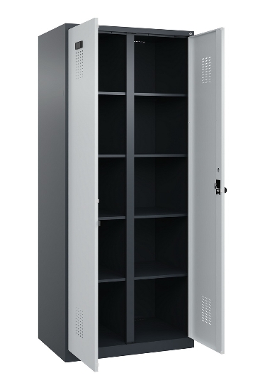C+P Wäsche-Spind Evolo PLUS 049012-22B mit Füßen 2 Abt.je 400mm Zylinder (HxBxT) 1950x800x500mm 7035/3000
