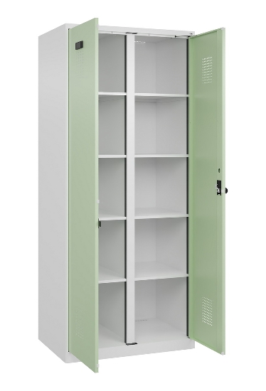 C+P Wäsche-Spind Evolo PLUS 049012-22B mit Füßen 2 Abt.je 400mm Zylinder (HxBxT) 1950x800x500mm 7035/3000