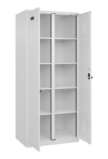 C+P Wäsche-Spind Evolo PLUS 049012-22B mit Füßen 2 Abt.je 400mm Zylinder (HxBxT) 1950x800x500mm 7035/3000
