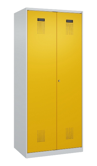 C+P Wäsche-Spind Evolo PLUS 049012-22B mit Füßen 2 Abt.je 400mm Zylinder (HxBxT) 1950x800x500mm 7035/3000