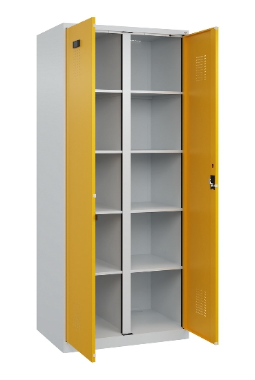 C+P Wäsche-Spind Evolo PLUS 049012-22B mit Füßen 2 Abt.je 400mm Zylinder (HxBxT) 1950x800x500mm 7035/3000