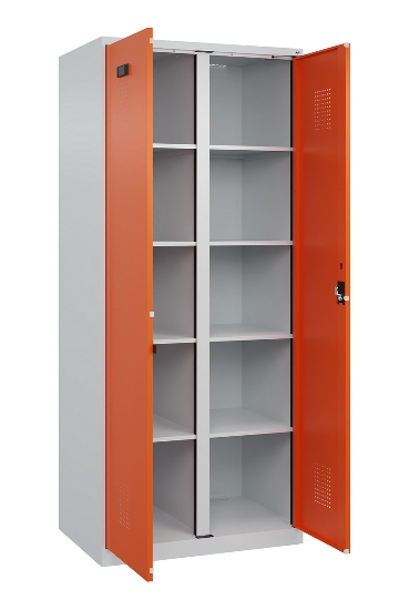 C+P Wäsche-Spind Evolo PLUS 049012-22B mit Füßen 2 Abt.je 400mm Zylinder (HxBxT) 1950x800x500mm 7035/3000