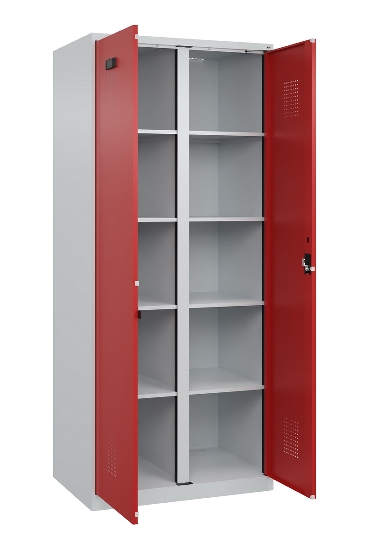 C+P Wäsche-Spind Evolo PLUS 049012-22B mit Füßen 2 Abt.je 400mm Zylinder (HxBxT) 1950x800x500mm 7035/3000