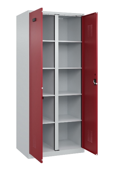 C+P Wäsche-Spind Evolo PLUS 049012-22B mit Füßen 2 Abt.je 400mm Zylinder (HxBxT) 1950x800x500mm 7035/3000