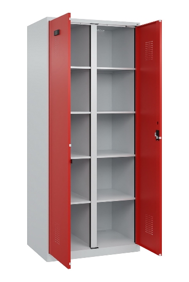 C+P Wäsche-Spind Evolo PLUS 049012-22B mit Füßen 2 Abt.je 400mm Zylinder (HxBxT) 1950x800x500mm 7035/3000