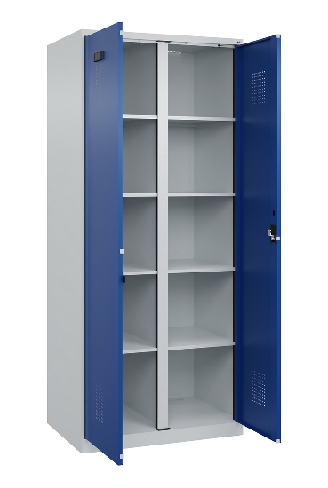 C+P Wäsche-Spind Evolo PLUS 049012-22B mit Füßen 2 Abt.je 400mm Zylinder (HxBxT) 1950x800x500mm 7035/3000