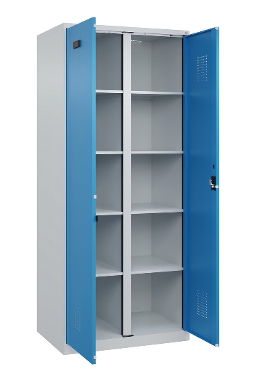 C+P Wäsche-Spind Evolo PLUS 049012-22B mit Füßen 2 Abt.je 400mm Zylinder (HxBxT) 1950x800x500mm 7035/3000