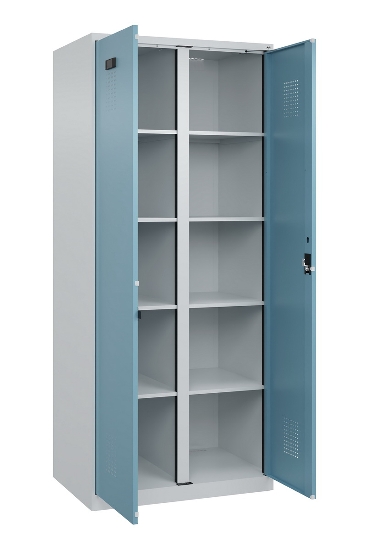 C+P Wäsche-Spind Evolo PLUS 049012-22B mit Füßen 2 Abt.je 400mm Zylinder (HxBxT) 1950x800x500mm 7035/3000